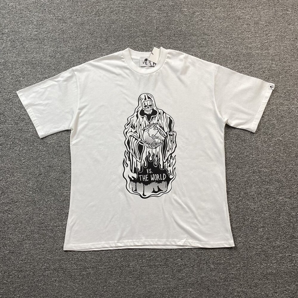 Warren Lotas White Skull And Globe Print T Shirt